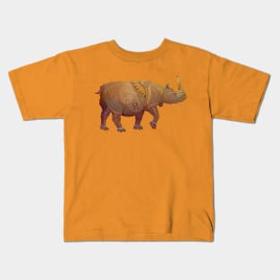 Warlike gold rhinoceros Kids T-Shirt